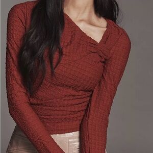 Anthropologie SOVERE Solstice Long-Sleeve Asymmetric Top